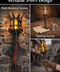Medieval LED Torch Wall Sconce Flickering Flame Castle Light (Red) as a wall-mounted sconce with realistic glow.
