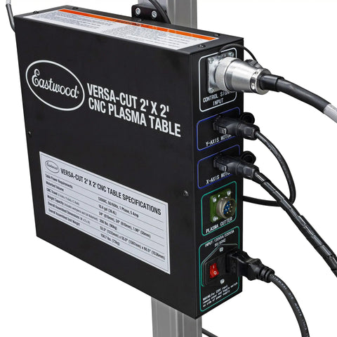 Control panel of Versa-Cut 2 By 2 CNC Plasma Table For Metal Cutting With Garage-Grade Precision showing connections and specifications.