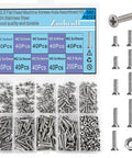 Flat Head M2.5 Stainless Steel Screws Kit 304 Full Thread Fasteners Assortment For Wall Plates And Electronics Includes M2.5x4 5 6 8 10 12 14 16 18mm With Nuts And Bolts Rust Resistant Durable And Easy To Grab
