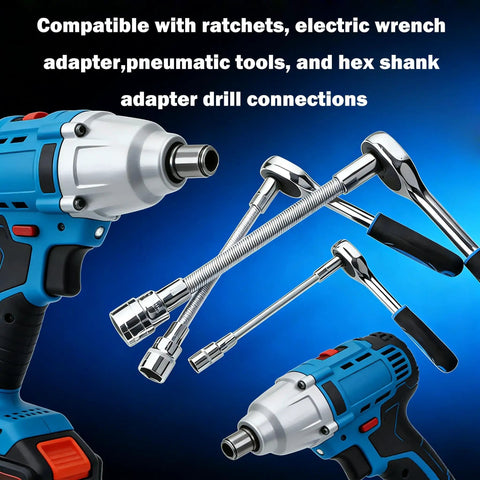 Reach Tight Auto Spots With A 360 Degree Bendable Flexible Extension Set For 3 Eighths, 1 Quarter, And 1 Half Inch Drive Wrenches