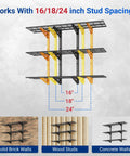 Heavy Duty Garage Wall Shelving Kit, 3-Tier 1x4ft Adjustable Floating Shelves design with stud spacings 16/18/24 inch