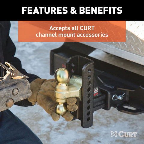 Replacement Adjustable Trailer Hitch Ball Mount Shank For 2-1/2 Inch Receivers shown held by person