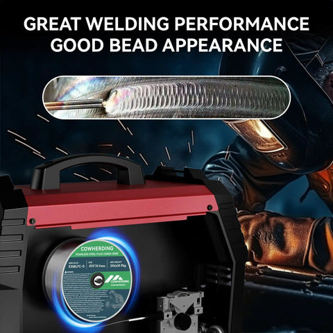 No Gas Shielding Flux Cored 0.035 Inch Stainless Steel MIG Wire E308LFC-O, 2 lb spool in welding machine with smooth arc