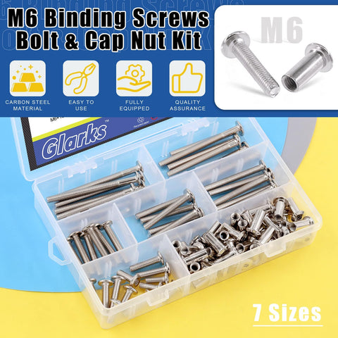 M6 Hex Drive Socket Head Cap Screws Kit 16 25 35 45 55 65 75mm Nickel Plated Allen Bolts And Nuts For Chairs Tables Cabinets Furniture Assembly Includes 42 Crib Screws 42 Barrel Nuts And 1 M4 Hex Wrench in plastic organizer