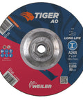 Tiger 7 Inch Type 27 Grinding Wheel With 1/4 Inch Thick A24R Resin Bond For Fast Metal Grinding, Triple Fiberglass Reinforcement