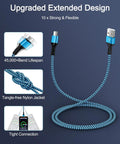 Blue braided Two Pack CarPlay USB A To USB C Fast Charging Cable For iPhone 15 Through 17 Series And iPad 3ft, flexible design