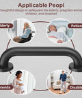 Tough As Nails Wall Mount Grab Bars 12 Inch 2 Pack In Matte Black 304 Stainless Steel Supports Up To 500 Lbs, suitable for elderly and disabled.