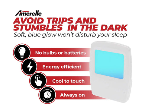 Always On Blue Night Light 4 Pack Plug In LED Slim Night Lights With A Soft Cool Glow designed for energy efficiency and safety.