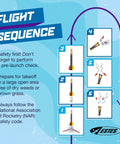 Sidekick Rocket Building Kit For Ages 10 And Up Advanced Dual Body Flying Model Kit flight sequence diagram with safety tips