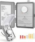 Heavy Duty 240 Volt Pool Pump Timer With 1000 Ft Rf Remote Control, weatherproof outdoor switch opened to show dial inside.