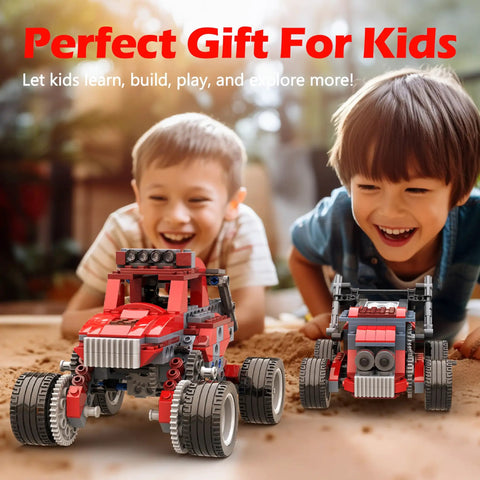 8 In 1 Electric Monster Truck Building Kit For Kids Ages 6 To 12 With 240 Pieces And Motor, DIY STEM set with two built trucks