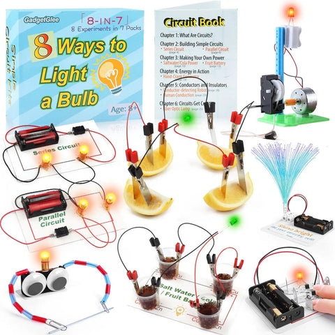Hands On Electrical Circuit Kit For Kids That Makes STEM Fun, 8 Experiments Covering Series And Parallel Circuits displayed