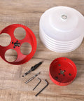 All In One Pro Grade Recessed Lighting Hole Saw Kit With 4 Inch And 6 Inch Cutters, Dust Bowl Catcher, Arbors, Drill Bit And Hex Keys