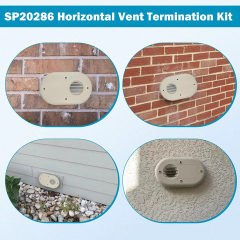 3 Inch Horizontal Vent Termination Kit With Screws For Outside Wall Water Heater Replacement Part Easy Install Outdoor Vent Cap showcased on various exterior walls