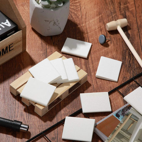 14 Piece Self Adhesive Door Corner Seals Set For Exterior Door Frames, foam pads on a wooden table with tools nearby.