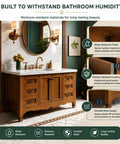 Modern Freestanding Bathroom Vanity With Sink And Ceramic Basin Built From Super Sturdy Solid Wood Featuring No Fuss Storage Cabinet Straight Out Of The Packaging, showcasing moisture-resistant wood and ceramic sink.
