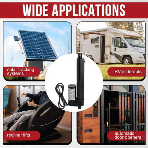 Tough As Nails 12 Volt Linear Actuator With Six Inch Stroke and Mounting Brackets IP54 Waterproof Aluminum Housing for RV Solar Automation.