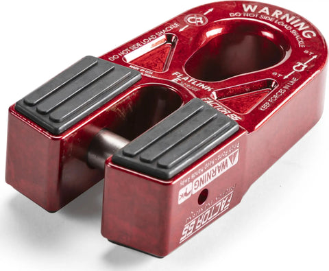 FlatLink E Closed Winch System Red For Off Road Recovery Easy Install Big Pear Shaped Shackle Hole on white background