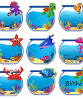 160 Ocean Animals Name Tag Stickers Set With Eight Cute Sea Creature Designs For Back To School Self Adhesive Name Labels