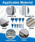 Applicable materials for Premium Diamond Hole Saw Kit With Brazed Serrated Teeth, including ceramic, porcelain, marble, and quartz.