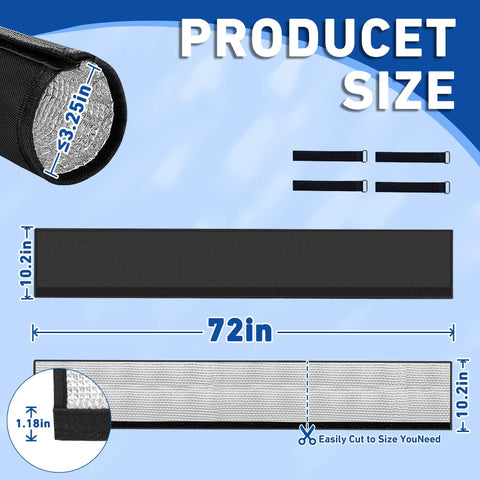 Diagram of the Five Layer Workhorse HVAC Copper Line Pipe Insulation Cover with dimensions 72 inch by 10.2 inch, including details.