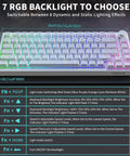 Fresh White 75 Percent Wireless Mechanical Keyboard With Volume Dial Knob And Hot Swap Sockets Tri Mode Bluetooth Usb C Wired Rgb Backlit showing 7 RGB effects.
