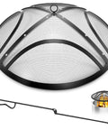 Upgraded Outdoor Fire Pit Screen With Easy Grab Handle And Poker Heavy Duty Round Mesh Cover 36 Inch For Backyard Beach RV Camping