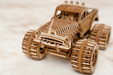 Lumber Rumbler Dope 3D Wood Puzzle Kit For Adults Build A Movable Monster Truck From 280 Precision Cut Pieces No Glue Required With Illustrated Step By Step Guide, front view