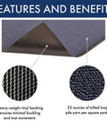 Close-up of Ovation Entrance Mat For Home Or Office 3 By 4 Blue, Low Profile Design showing heavyweight vinyl backing and tufted pile