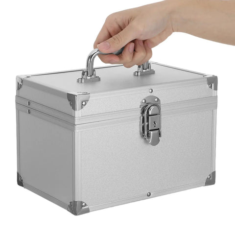 Heavy Duty Kickass Portable Aluminum Toolbox Featuring Reinforced Double Layer Storage And Secure Locks with handle for easy transport.