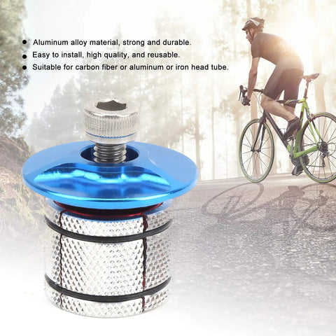 Premium Aluminum Expansion Screw Built Like A Tank Fits 23.5 To 25.8 Mm Tubes Solid Fork Standpipe Headset Hardware Swap Kit For Weekend Wheels Blue Coating on bike.