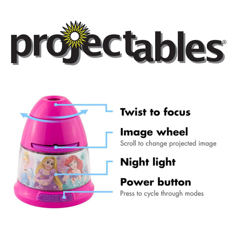 Princess Night Light Projector With Eight Princess Images, USB Plug In LED Nightlight For Kids, Wall Or Ceiling Projection Up To 12 Feet, Easy Image Wheel, Battery Back Up, Ideal For Bedroom Nursery Hallway Playroom
