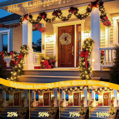 164 Feet Of 500 LED Fairy Lights With Bendable Silver Copper Wire Firefly String Lights 12 Modes With Timer Remote Warm White Decor for porch