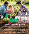 All In One 9 Piece Heavy Duty Garden Tool Set with Stainless Steel Hand Tools Purple Floral Tote Bag and Repotting Mat for Women