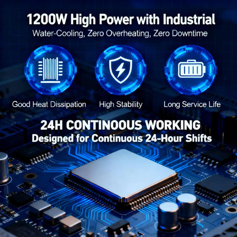 Heavy Duty Handheld Fiber Laser Welder 1200W Portable four in one machine with industrial power settings and cooling system.