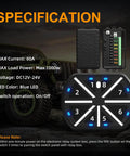 8 Gang Switch Panel With Remote Wireless Control For Cars Trucks Boats UTVs SUVs RVs 12V To 24V DC 80A Max 1200W Blue LED