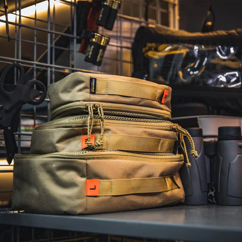 Khaki Durable Travel Packing Cubes Set With Zippers Luggage Organizers For Backpacking Waterproof 500D Nylon Build