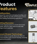 Premium Diamond Hole Saw Core Bit For Porcelain Ceramic Stone And Dekton One Half Inch Vacuum Brazed Wet Or Dry Use