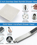 12 Inch Rainfall Shower Head With Handheld Spray Combo In Brushed Nickel, All Metal Build, showing square head and handheld wand