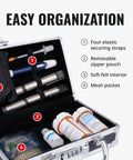Open locking medicine case with combination lock for home, travel and shared spaces, showing secure interior storage for meds.