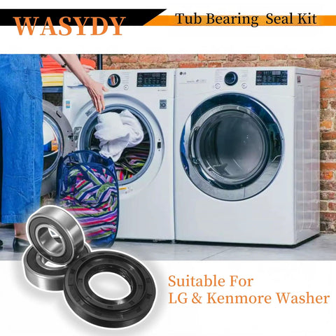 Heavy Duty Front Load Washer Tub Bearing And Seal Kit Replacement displaying dual sealed bearings for LG Kenmore washers.