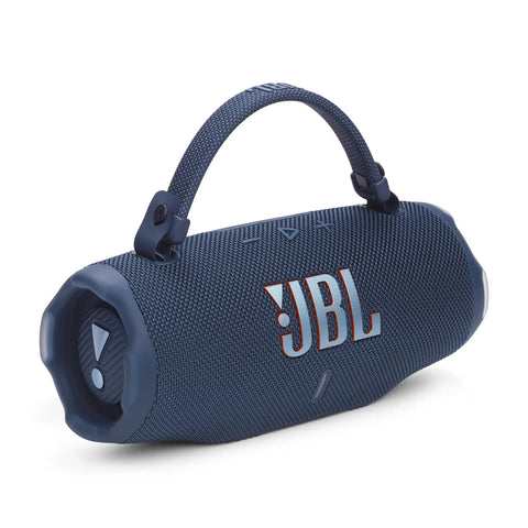 Charge 6 Portable Waterproof Bluetooth Speaker With AI Sound Boost, 28 Hours Of Playtime, Built In Powerbank, Rugged Blue Carry Strap
