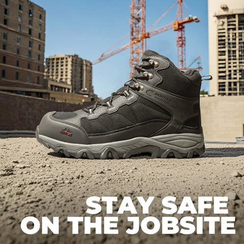 Waterproof Steel Toe Work Boots For Men With Slip Resistant Safety Industrial Design Durable Black Suede Membrane ASTM F2413 18 Toe