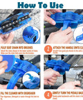 How to use All In One Bike Chain Cleaner Kit With Four Pieces Pro Gear Cleaning Brushes Deep Clean Your Drivetrain For Mountain Road And BMX Bikes Keep Chain Cassette And Sprockets Spinning Smooth instructions displayed step-by-step.