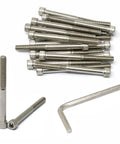20 pcs stainless steel 1/4-20 x 2-1/2 in hex socket head cap screws, partially threaded, with Allen wrench