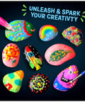 Glow In The Dark Rock Painting Kit For Kids Ages Six To Twelve Arts And Crafts Gift Set with painted stones and brushes