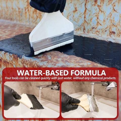 Rust Converter And Metal Primer For Metal Surfaces, 141 Fl Oz Black Rust Inhibitor Paint applied on metal