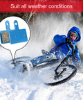 Four Pairs Multi Metal Bike Brake Pads For TRP Tektro Shimano Deore suited for snowy conditions, showing bike in snow.