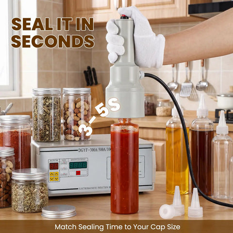 Handheld Induction Sealer For Flat And Spout Caps 10 To 50 mm Portable Bottle Finisher 110V Runs Tight And Smooth Sealing Aluminum Foil On Non Metallic Containers Slick Build Comfort Grip Handle Compact Design Fits Any Workspace