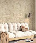 Glossy Beige Marble Contact Paper 24x394 Inches Self Adhesive Peel And Stick Vinyl on living room wall behind white sofa